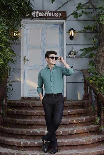 Image of Zilcon Linen Shirts for Men Casual Button Down Long Sleeve Shirt Solid Summer Beach Hawaiian Shirts