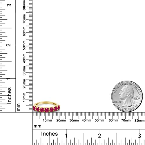 Gem Stone King 18K Yellow Gold Plated Silver Gemstone Birthstone Wedding Band Engagement Anniversary Ring | Round 3.5MM | 7 Stone Promise Ring For Women3