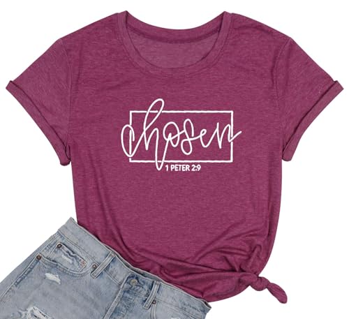 Chosen Shirts for Women Inspirational Graphic Print Bible Quotes T