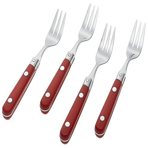 Ginkgo International Le Prix Stainless Steel Cocktail Forks, Milano Red, Set of 4