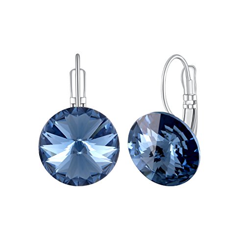 Boucles d'oreilles Femme Fantaisie « Amour éternel » Simples Rond Bijoux Boucles d'oreilles avec Cristal, Cadeau Anniversaire Femme, Rouge ou Bleu Cover