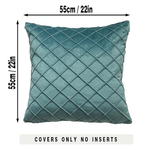 GONOVE Cushion Covers 55X55cm Soft Velvet Decorative Throw Pillow Cases Pack of 2 Square Pillow Covers Pillowcases with Invisible Zipper for Home Couch Sofa Bed Teal Green - Image 2