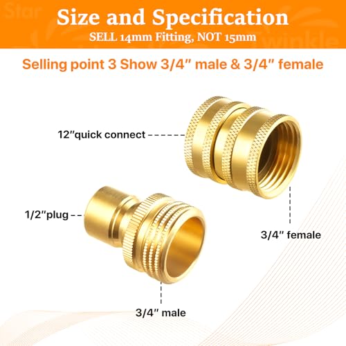 Twinkle Star Pressure Washer Adapter Set, Quick Disconnect Kit, M22 14 mm Quick Connect Swivel to 3/8'' Quick Connect Fittings, 3/4" to Quick Release 9 Sets by Twinkle Star - Image 7