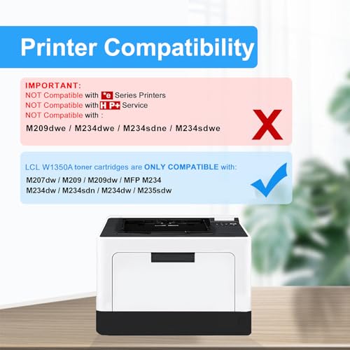 LCL Czarne wkłady z tonerem 135A (z chipem) kompatybilne z HP 135A W1350A 135X W1350X kompatybilne z HP Laserjet M209 M209dw MFP M234 M234dw M234sdn M234dw (2-opakowanie)