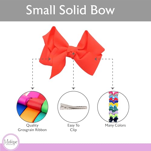 Image of Small Solid Bow for Girls - Set of 12 (Neon Orange)