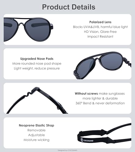 COCOSAND Baby Aviator Polarized Sunglasses with Adjustable Strap for Baby Infant Girl Boy 0-18 Months4