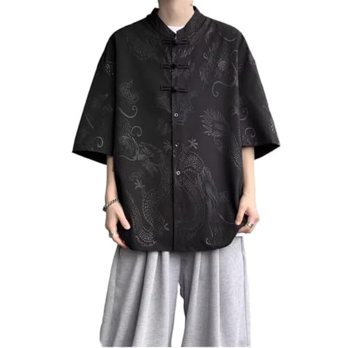 T-Shirt Chinois Anti Transpiration en Soie Glacée avec Col Mao