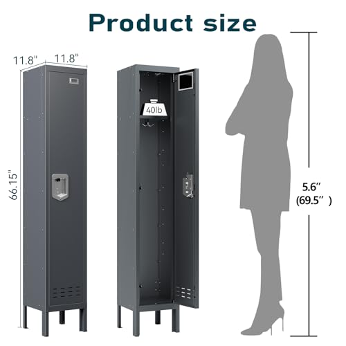 Image of BUTISOW Metal Lockers - 66 inch Height Steel Lockers for Employees with Door Storage Locker with Card Slot for Employees Gym School Home Office Garage - Assembly Required