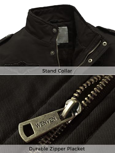 Image of WenVen Men's Military Jacket Fleece Lined Winter Puffer Coat Cotton Windbreaker Parka