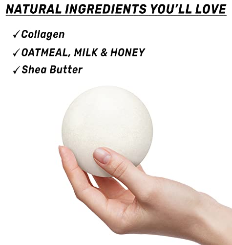 Creamy Collagen Bath Bombs Oatmeal Milk Honey Shea Butter Large Bubble Fizzy Bath Bomb Gift Set For Women Handmade Relaxing Moisturizing For Eczema Sensitive Skin Spa Gift Idea Christmas Birthday #TOP5