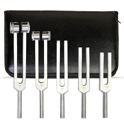 Tuning Fork Set for Healing & Vibration Therapy – C128, C256, C512, C1024 & C2048 Frequencies for Sound Healing, Chakra Balancing, and Energy Therapy