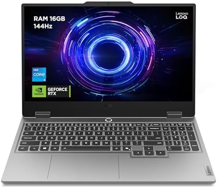 Lenovo LOQ 15" Notebook Gaming, NVIDIA GeForce RTX 5050 8GB GDDR7, Intel Core i5-13450HX, RAM 16GB, 512GB SSD, Schermo 15.6" FHD (1920x1080) 144Hz, Windows 11 Home, Tastiera Retroilluminata