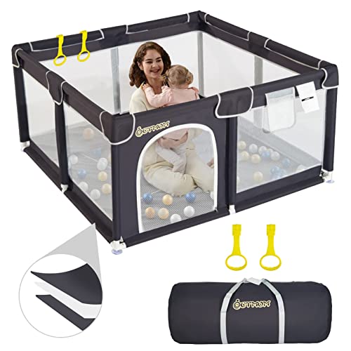Image of Baby Playpen, Playpen for Babies and Toddlers, Large Playpen for Toddlers 47”x47”, Small Baby Play Pens Sturdy Safety Portable Play Yard Indoor & Outdoor Baby Fence Play Area with Thickened Bottom
