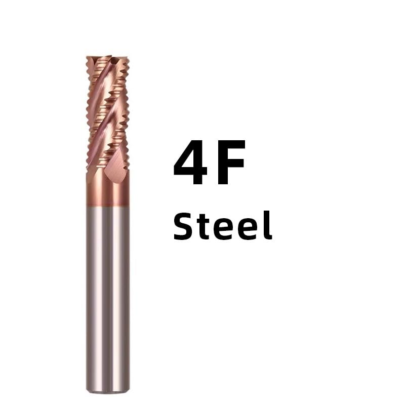 Frezy trzpieniowe z węglika wolframu, Frez trzpieniowy z węglika spiekanego zgrubnego Narzędzie CNC 3 4 ostrza Aluminium Stal Drewno mm–20 mm Wiele rozmiarów(12x12x60x150,4F-2055)