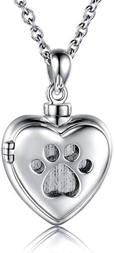 MANBU 925 Sterling Silver Cremation Jewelry for Pet Ash - Memorial Ash Pendant Urn Necklace for Dog Cat Women Remembrance Keepsake Gift for Loss of Loved Furry Friend (pet urn Locket Necklace)