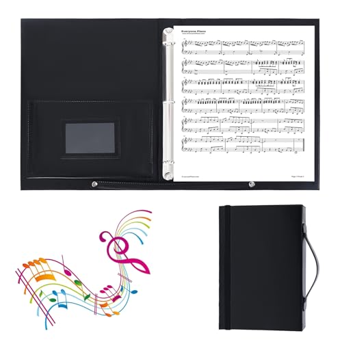 Choir Music Folder 3 Ring Black Binder with Adjustable Band Sheet Music Folder fit Letter Size for Choral Performances at Concerts