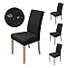 sorliva Housses de Chaise 4 Pièces , Couverture de Chaise de Salle à Manger Extensible Protection de Chaise Moderne Lavable pour la Décoration Fête Banquets Hôtel de Bureau(Noir)