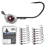 FREE FISHER 15Pcs Swimbait Jig Heads with Bait Keepers, Fishing Jig Heads with 3D Eyes 1/16 1/10 1/8 1/5oz Jigheads for Bass Crappie Freshwater Saltwater Fishing