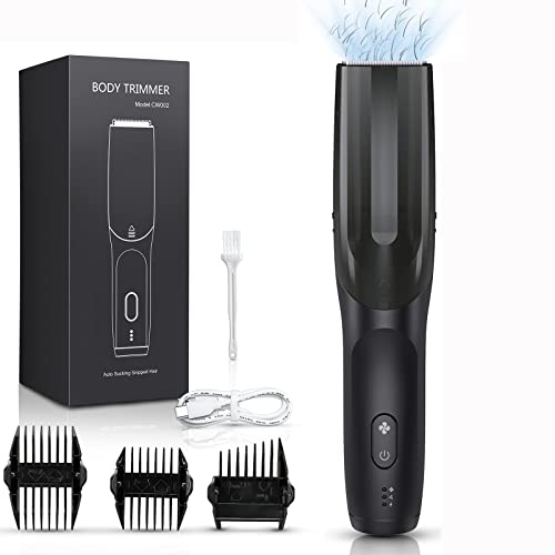 Electric Groin Hair Trimmer, YBLNTEK Vacuum Powerful Body Hair Trimmer Grooming Clipper Kit, IPX7 Waterproof Wet Dry Use,Soft Ceramic Blade Head,USB Fast Rechargeable, 3 Guide Combs
