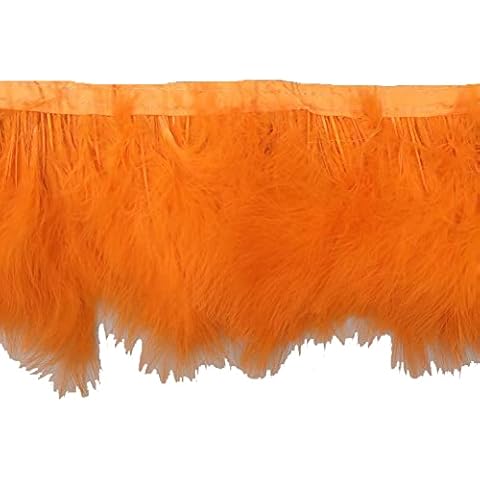 KOLIGHT Pack of 2 Yards Natural Turkey Marabou Feather Trim Fringe 6-8 Inch in Width DIY Decoration (Orange) Cover