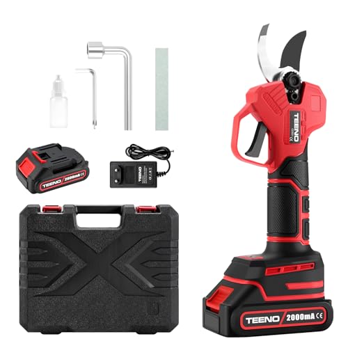 TEENO Tijeras de Podar Electricas Inalámbricas,Motor sin Escobillas,1 * 2000mAh Batería, Tijera para Jardinería Podadora Adecuada para Jardines, Ramas,Huertos