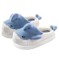 OYIWINMI Shark Sliippers, Cute Plush Winter Home Slippers with Thick Sole Anti-Slip Indoor Outdoor Comfortable Soft (blue Shark, Adult, Women, 4, Numeric Range, UK Footwear Size System, 5, Medium)