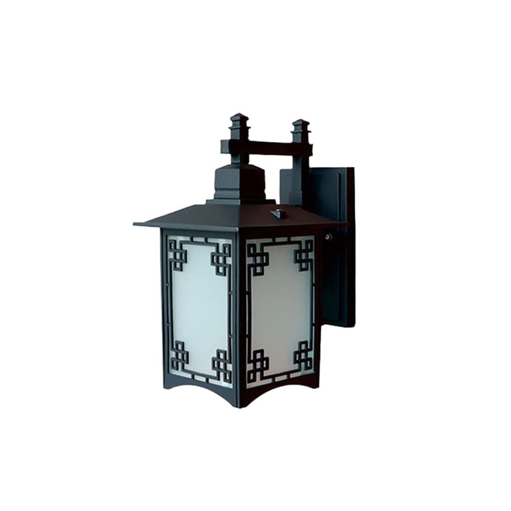 NHPJFDC Chinese Style Outdoor Wall Light Fixture - Antique E27 Waterproof Sconce for Garden, Patio, and Villa Lighting(Black)