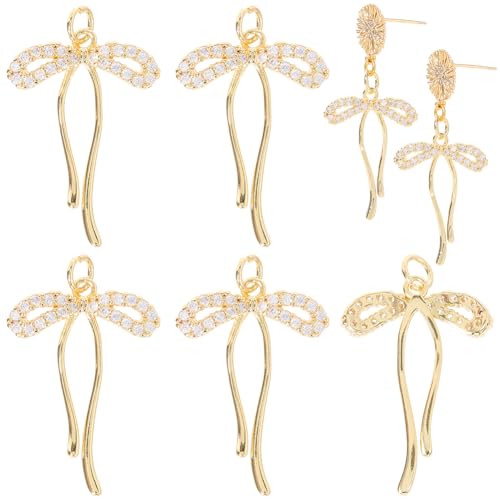 Breloques nœud papillon laiton plaqué or 18 carats et pendentif zircone 28mm
