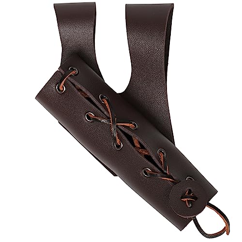 Medieval Knight Sword Holster with Pu Leather Waist Belt Dagger Frog Scabbard Viking Pirate LARP Rapier Holder Cosplay (Brown Holder)