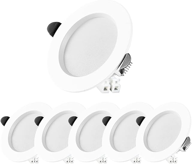 FTL Recessed Ceiling Lights, 7W (50W Equivalent) Downlights Cool White 6000K, Led Downlights Ceiling 450LM, LED Spotlights for Bathroom, Kitchen, Living Room 6 Pack