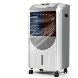 GOPLUS Rafraichisseur d’Air 5 en 1 avec Télécommande, Climatiseur Mobile sans Évacuation, Réservoir d’Eau 7L, Refroidissement, Chauffage, Purification, Ventilateur, Minuterie 8H, Silencieux, Chambre