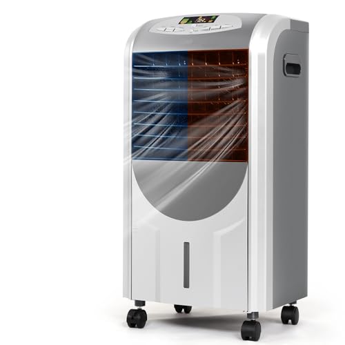 GOPLUS Rafraichisseur d’Air 5 en 1 avec Télécommande, Climatiseur Mobile sans Évacuation, Réservoir d’Eau 7L, Refroidissement, Chauffage, Purification, Ventilateur, Minuterie 8H, Silencieux, Chambre