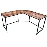  VDD Bureau d\'angle Stoer - Table d\'ordinateur en Forme de L - métal Noir avec Bois Brun