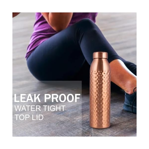 NORMAN JR, Copper Water Bottle 1L - Gift Box of 6, Plain 3, Hammered 3, an Ayurvedic vessel made from pure copper - helps you drink more water, with many health benefits - Image 7