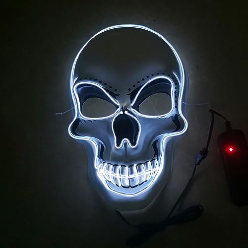 Masque d'halloween Masque LED dans Plusieurs Modes d'éclairage, Masques LED EL Wire Masque Effrayant for Mascarade Cosplay Masque Facial Lumineux for Hommes Femmes Enfants (Color : C)