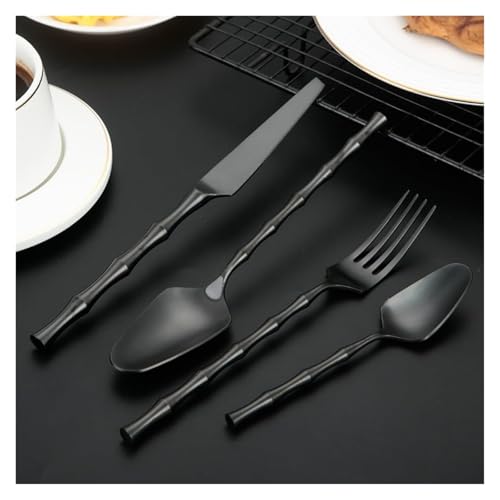 Ensemble de couverts 16 pièces avec couteau à steak et fourchette dorée - 6