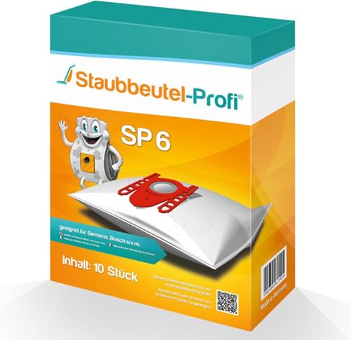 Staubsaugerbeutel SP6 kompatibel für Staubsauger Siemens VBBS10Z5V0 VBBS607V00 Bosch VBBS07Q8V0 Bosch VBBS625V00 Siemens VBBS616V00 Swirl S67 Swirl S62 Type FGall (10 Staubbeutel)