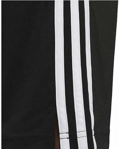 adidas Short masculino com 3 listras e bolsos laterais com zíper, Listra preta, GG
