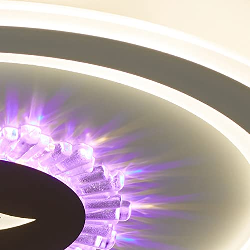 Ventilateurs de plafond avec lampe LED ronde et télécommande pour salon