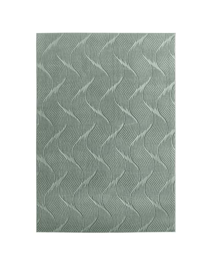 Taracarpet Kurzflor Boho Skandi Polyester Teppich in 3D Optik waschbar, pflegeleicht und robust ideal fürs Wohnzimmer, Schlafzimmer und Kinderzimmer auch als Badematte Grün Düne 080 cm rund