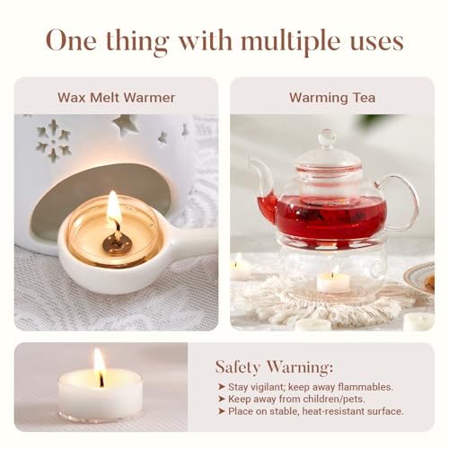 Hypmis Sojawachs Teelichter 4 Stunden Brenndauer, 100 Stück weiße Kerzen, Geruchsneutral, Rauchfrei & Paraffinfrei mit Acrylhülle für Weihnachten, Hochzeit, Party & Deko