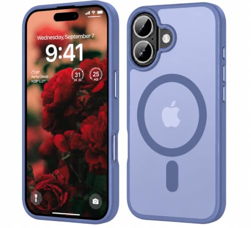 Image of Elzzi Magnetic Magsafe Designed for iPhone 16 Plus Case Translucent Matte Hard PC + TPU Back Cover [Compatible with MagSafe] Shockproof Phone Case (6.7 Inch, Ultramarine)