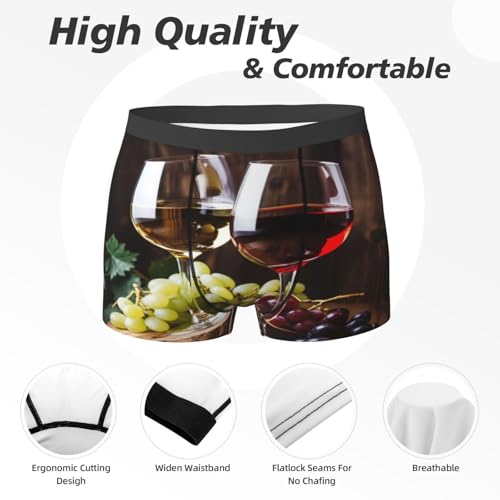 Men's Boxer Briefs Wine Glasses Grapes Underwear For Men Soft Elastic Boxer Shorts For Boys Adult3