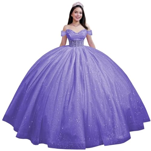 Youjiayi Plus Size Lavender Deep Quinceanera Dress with Train Size 16