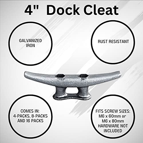 Simplified Living 4" Galvanized Iron Boat Dock Cleat (8-Pack) #TOP3