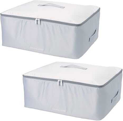 Amazon Co Jp Tianzong衣類収納ボックス布団収納袋 大容量収納ケース 羽毛ふとん収納袋 持ち手付き 衣装ケース 羽毛ふとん収納 蓋付き ファスナー 2点セット 幅41 奥行27 奥行21cm グレー Diy 工具 ガーデン