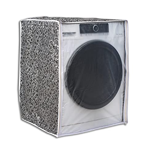 Image of Classic Front Load Washing Machine Cover for IFB 7 Kg, 7.5 Kg, 8 Kg, 8.5 Kg (63cmsX63cmsX81cms, Black & Grey, Large)