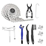 FahrradKette Kit für 6/7/8 Fach Fahrrad Kette,Kettenbrecher und Kettenprüfer,3 Paar Fahrrad-Fehlglied,Speed-Bike-Kette 1/2 x 3/32 Inch 116 Glieder Rennrad Mountainbike W/Fahrrad Reinigungsbürste