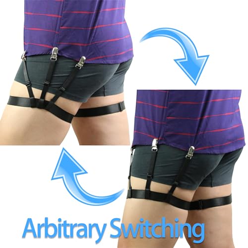 Image of Shirt Stays for Men Adjustable Elastic Shirt Holders Non-slip Clamps Shirt Garters Keep Shirt tucked in for Police Military