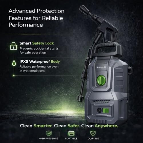 Image of Senkai Impreza Car Washer High Pressure | 1600W & 130 Bar Powerful Motor | Max Pressure 6.5 L /min Flow Rate with On /Off Switch | 5m Outlet Hose Pressure Washer for car Bike and Home Cleaning